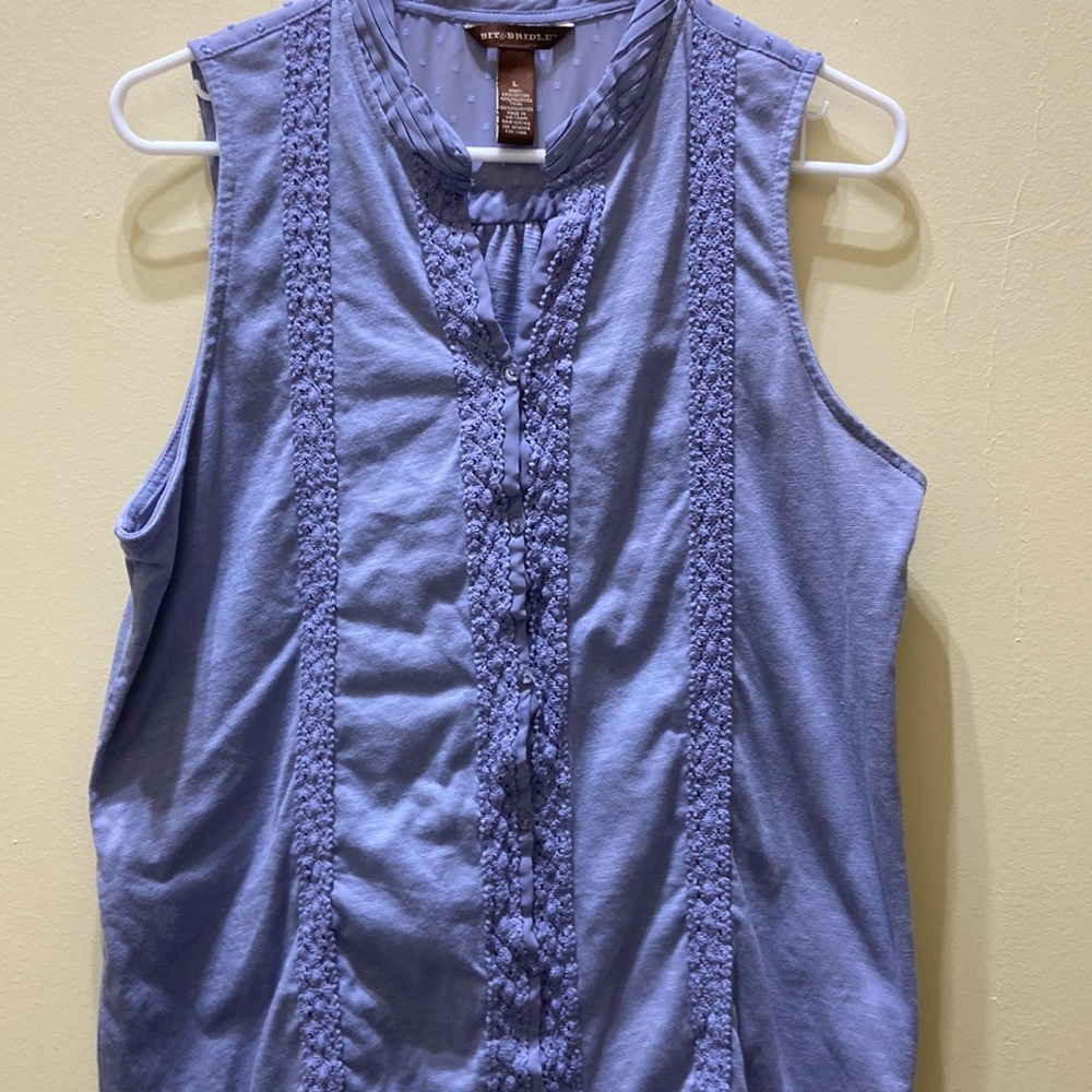 Bit & Bridle Western Dressy top Blue lace & crochet L